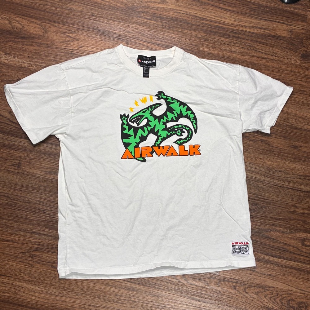 Airwalk Forever 21 Dragon Graphic T-Shirt Men's L White Skate Y2K Style
